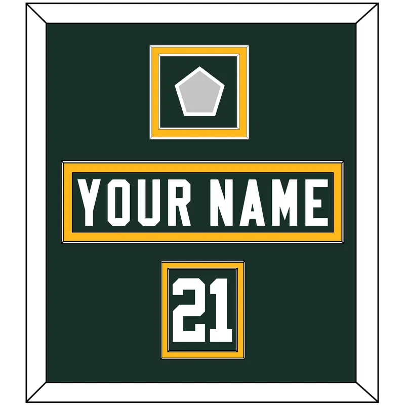 Green Bay Nameplate, Number (Shoulder) & Super Bowl Jersey Patch - Home Green - Double Mat 2