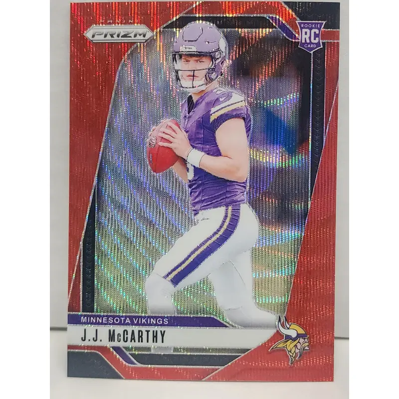 JJ McCarthy 2024 Panini Prizm #400 Rookie Red Wave Prizm #54/149