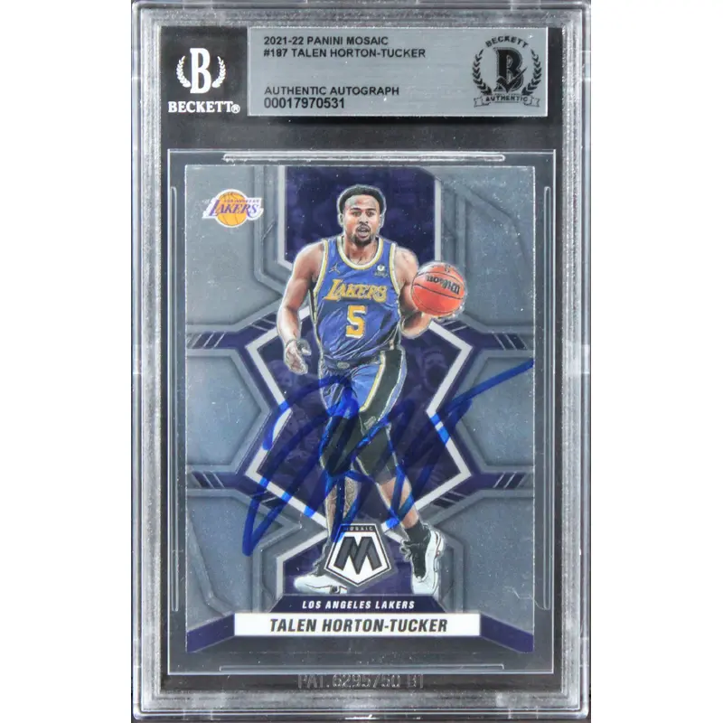 Lakers Talen Horton-Tucker Signed 2021 Panini Mosaic #187 Card BAS Slabbed