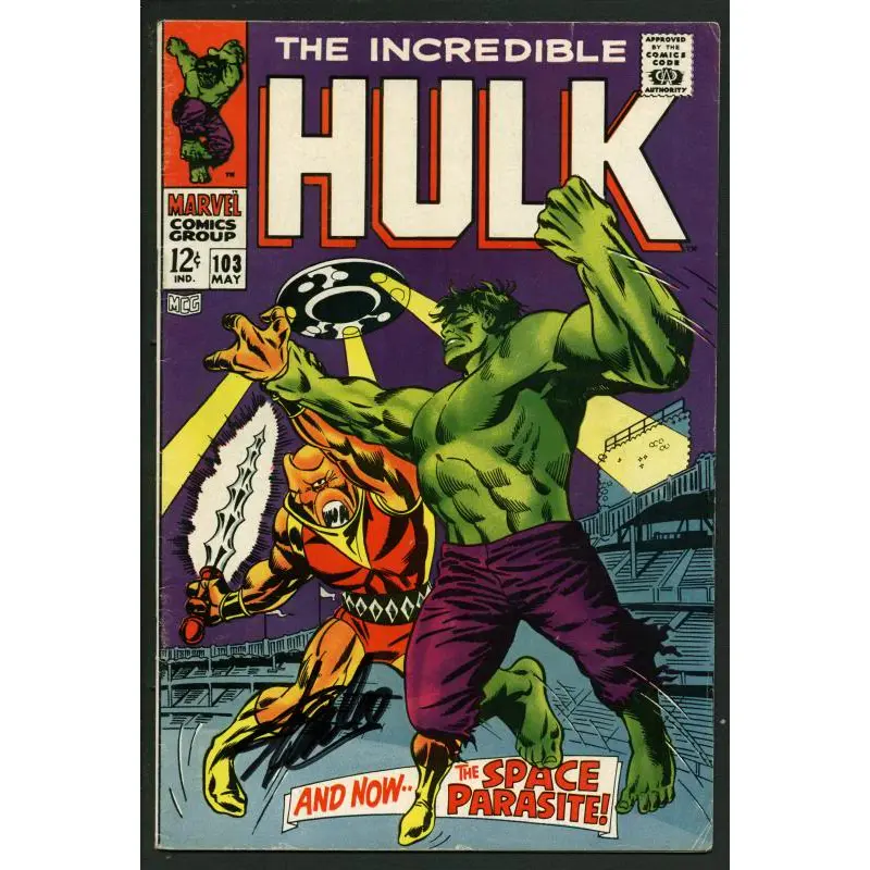 Stan Lee Signed The Incredible Hulk #103 Comic Book Space Parasite PSA #W18863