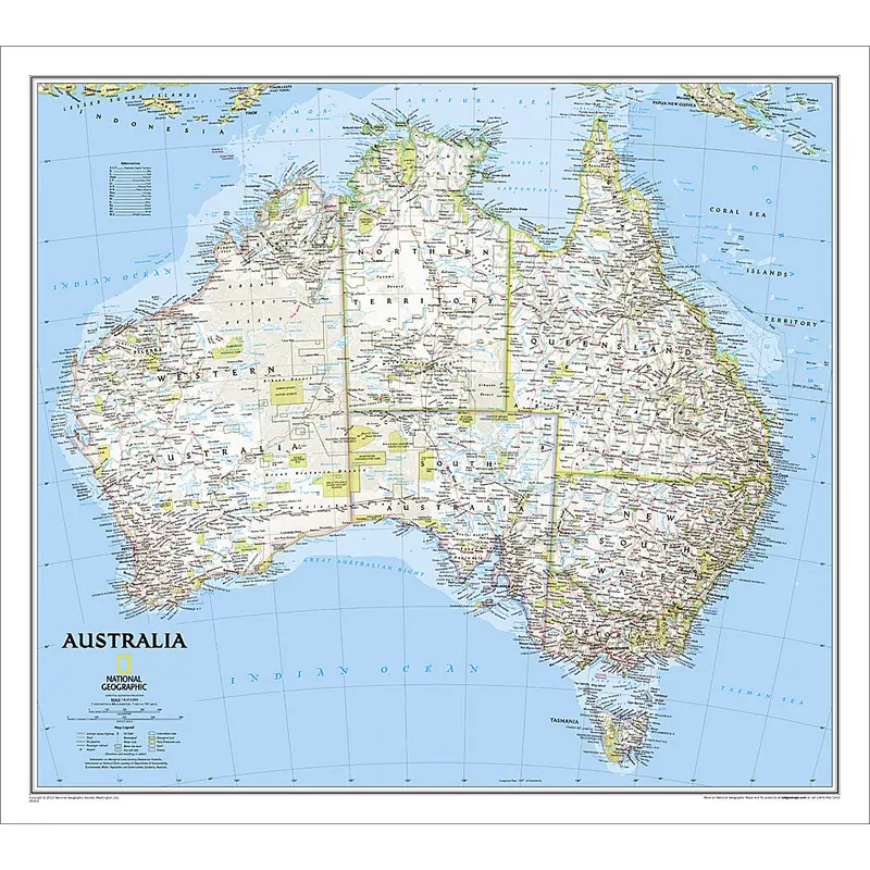 Map of AUSTRALIA National Geographic Classic Edition 27x30 Wall Map Poster - NG Maps