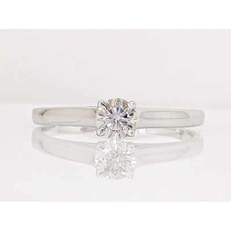 14K WHITE .30 CARAT TOTAL VS2 I DIAMOND ROUND ESTATE SOLITAIRE RING 1.6 GRAMS