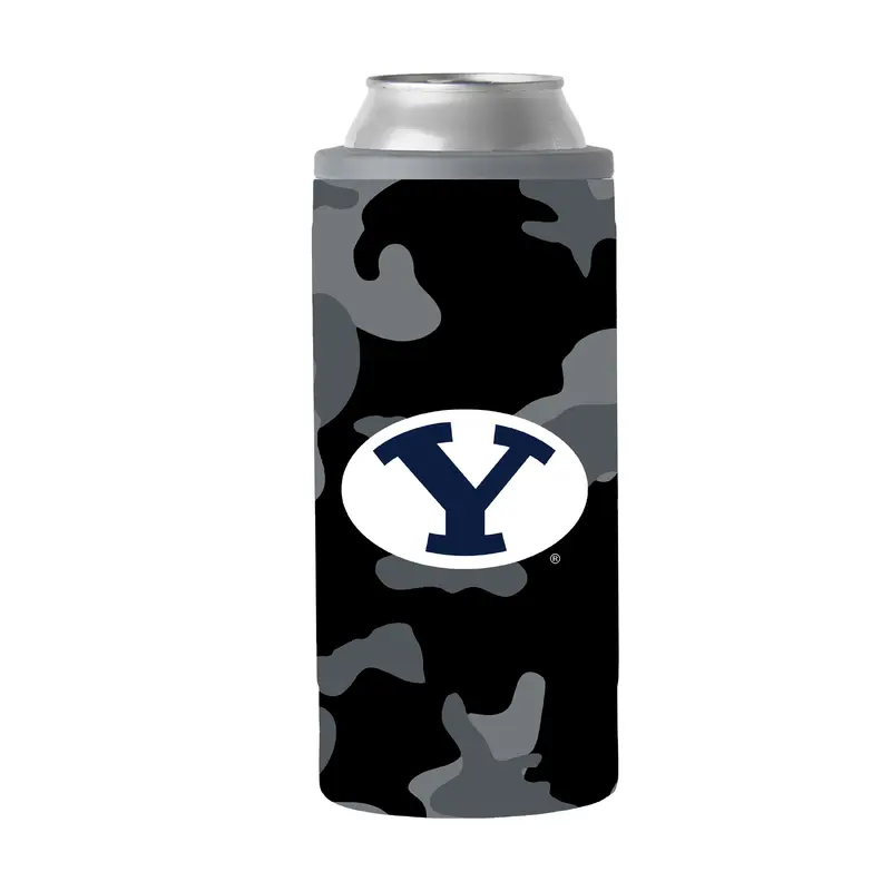 BYU Black Camo 12oz Slim Can Coolie
