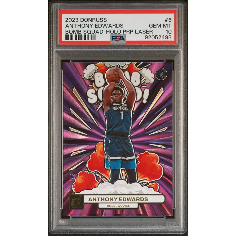Anthony Edwards 2023 Donruss Bomb Squad Purple Laser #31/99 PSA 10 Gem Mint