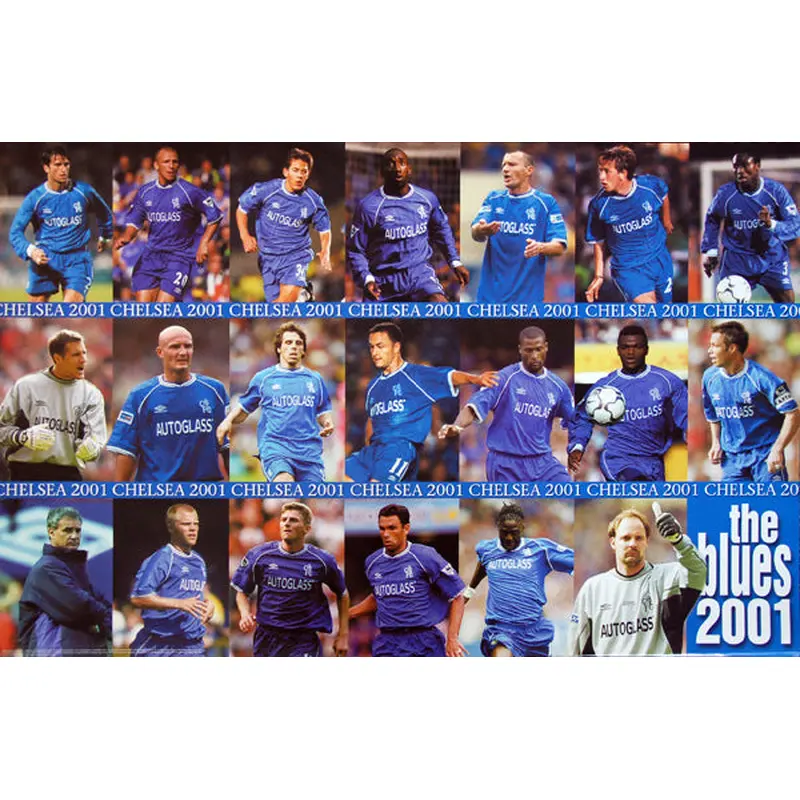 Chelsea F.C. "Blues 2001" 19-Players In Action Poster - U.K. 2001