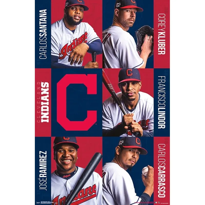 Cleveland Indians Superstars 2019 POSTER (Santana, Kluber, Lindor, Carrasco, Ramirez)