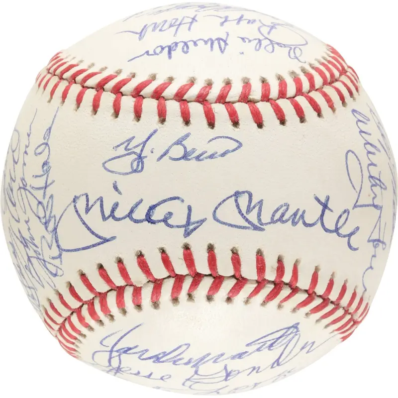 1961 New York Yankees World Series Champs Team Signed Baseball Mickey Mantle PSA