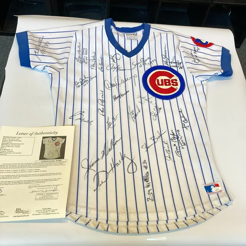Chicago Cubs HOF Legends Multi Signed Jersey Ernie Banks 26 Sigs JSA COA