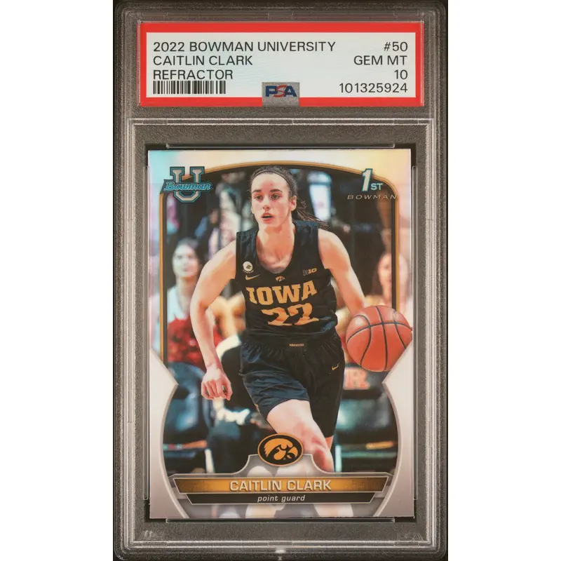 Caitlin Clark 2022 Bowman Chrome University #50 Refractor PSA 10 Gem Mint 5924
