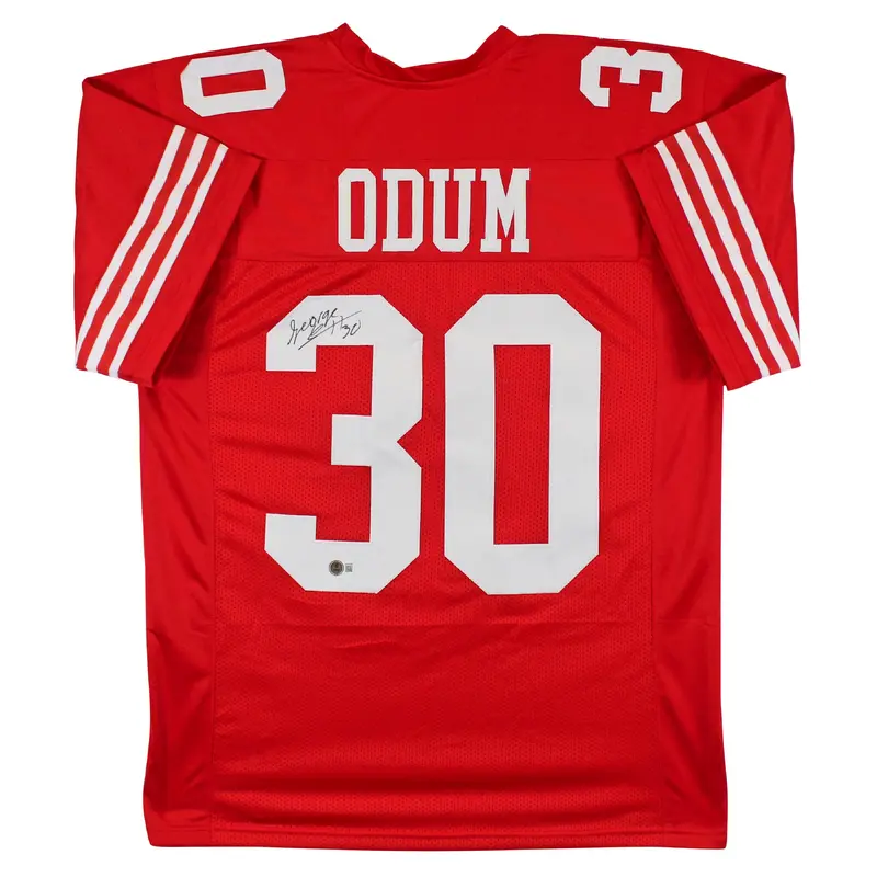 George Odum Authentic Signed Red Pro Style Jersey Autographed BAS Witnessed