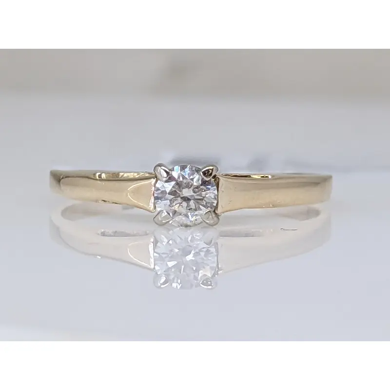 14k .30 CARAT TOTAL I1 G DIAMOND ROUND RAISED SHOULDER ESTATE RING 2.2 GRAMS