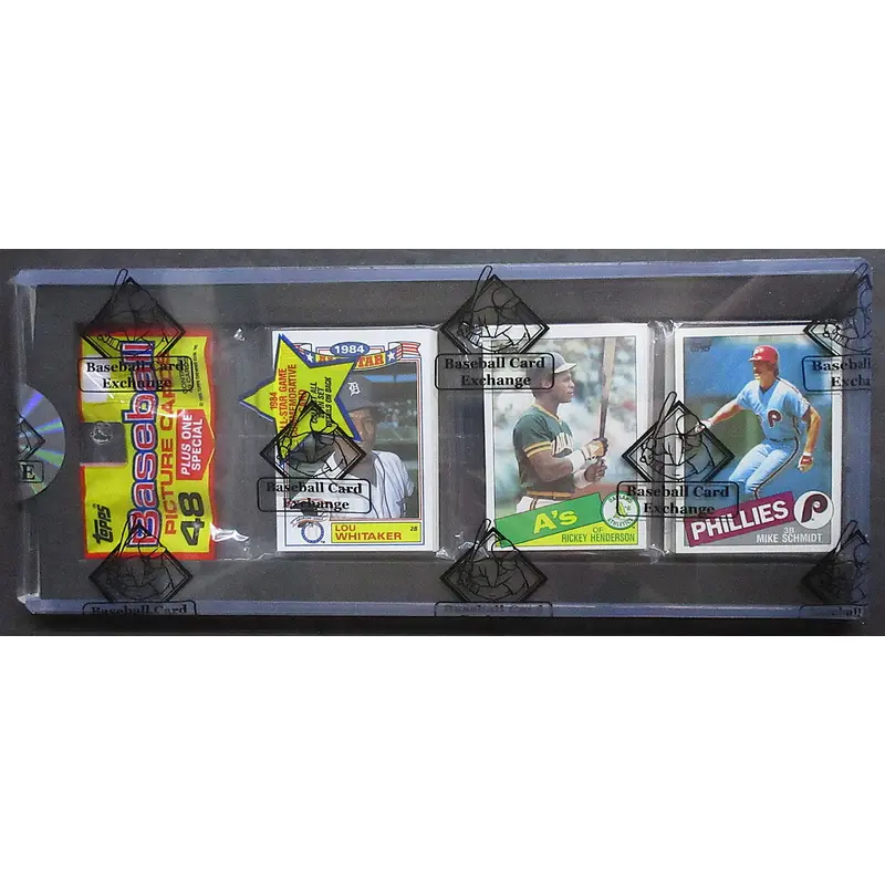 1985 Topps Baseball Unopened Rack Pack (BBCE) (Henderson Top) (Schmidt Top) (26199)