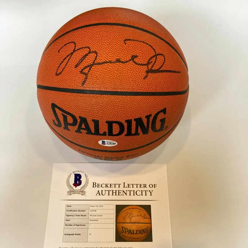 Michael Jordan Signed Spalding Official NBA Game Basketball Beckett GEM MINT 10