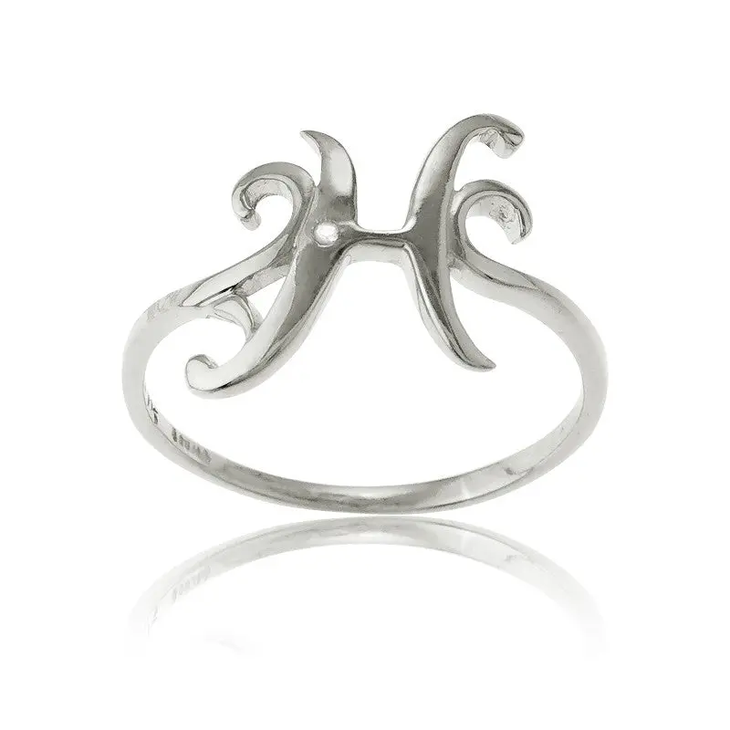 Sterling Silver Single CZ "H" Ring