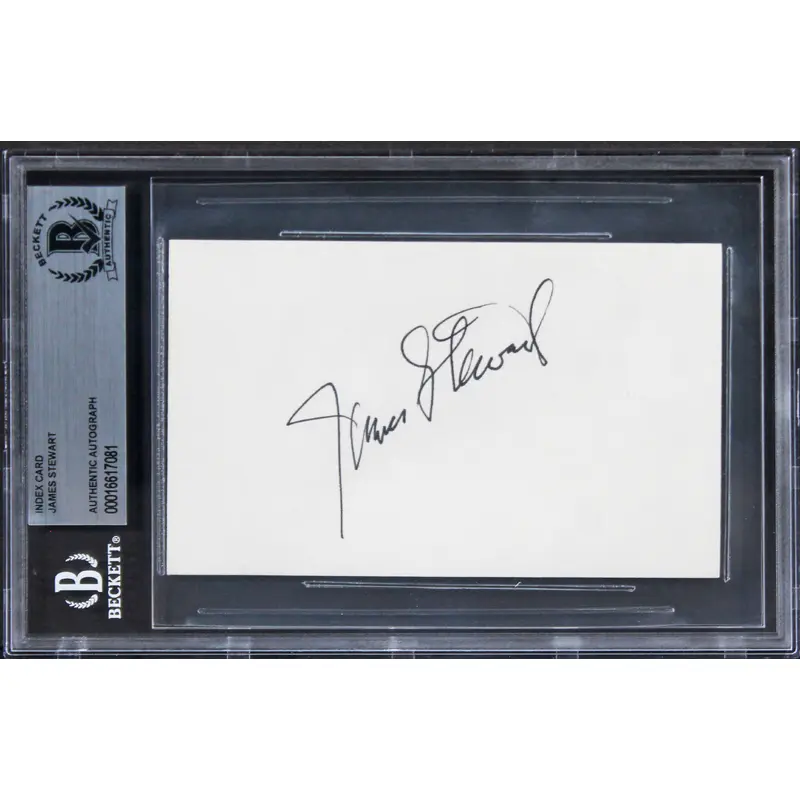 James Stewart It's a Wonderful Life Signed 3x5 Index Card BAS Slabbed 2