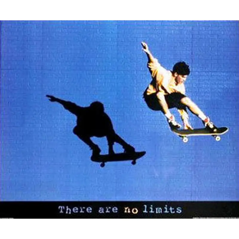 Skateboarding "No Limits" Inspirational Action Poster - Front Line