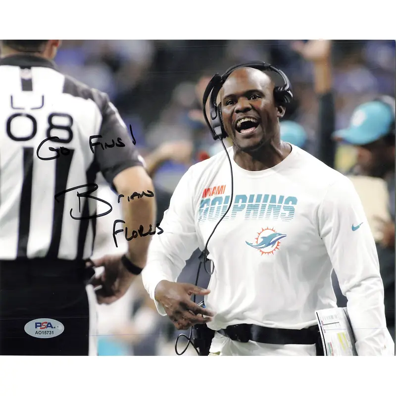 BRIAN FLORES signed 8x10 photo PSA/DNA Miami Dolphins Autographed