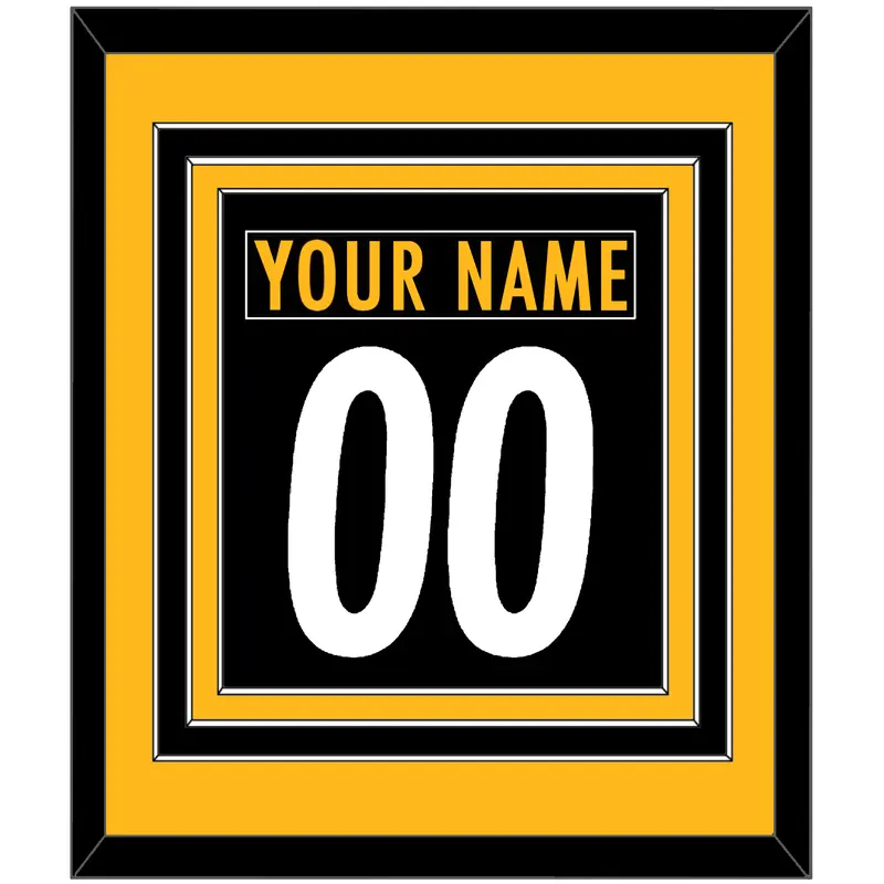 Pittsburgh Nameplate & Number (Back) Combined - Home Black - Triple Mat 3