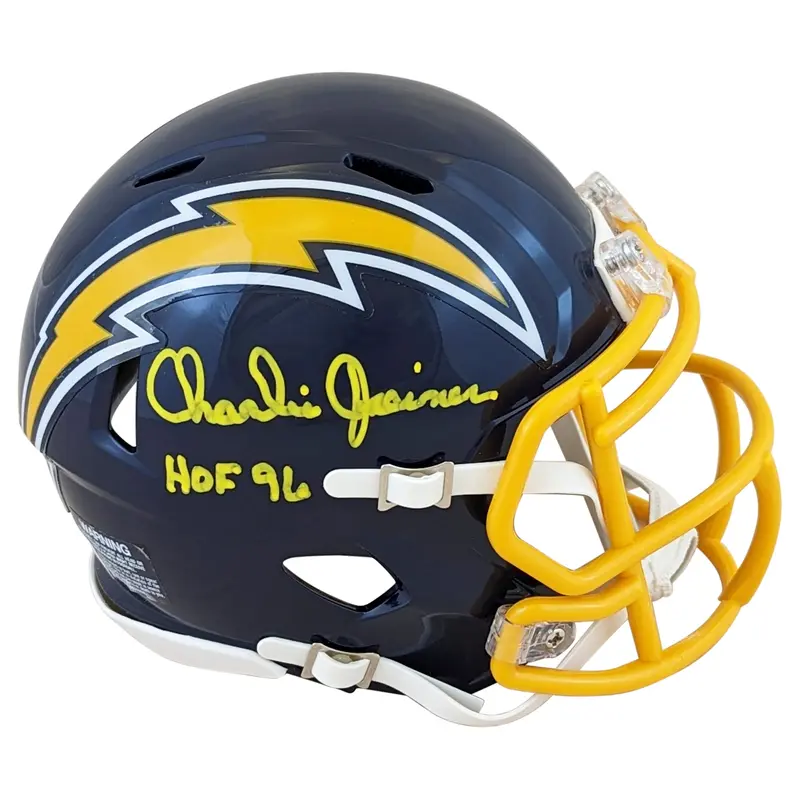 Chargers Charlie Joiner "HOF 96" Signed 74-87 TB Speed Mini Helmet BAS Witnessed