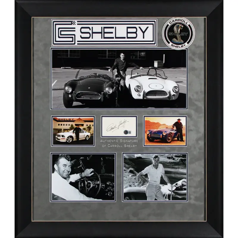 Carroll Shelby Authentic Signed 3x6 Cut Signature Framed Display BAS #AE13393