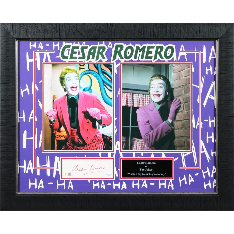Cesar Romero Batman Authentic Signed & Framed 2.75x5.75 Cut Sig BAS #BP56166