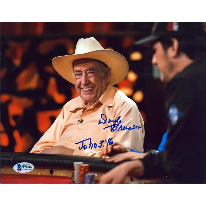 Doyle Brunson John 3:16 Authentic Signed 8x10 Photo Autographed BAS #T20807