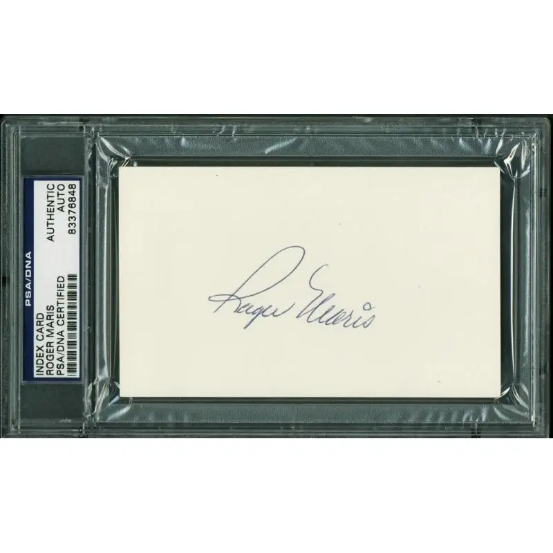 Yankees Roger Maris Authentic Signed 3X5 Index Card Autographed PSA/DNA Slabbed
