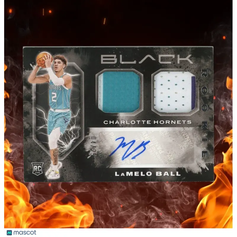 2020-21 Panini Black LAMELO BALL Rookie Memorabilia Auto /25 Dual Jersey #RMALAM