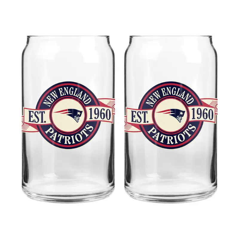 NFL New England Patriots 16 oz Can Glass Banner Design