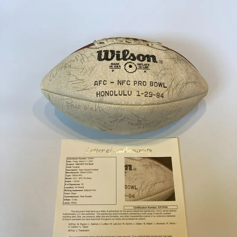 1984 Pro Bowl Team Signed Football Walter Payton Joe Montana JSA COA